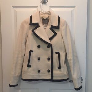 J. Crew White Cream Wool Pea Coat 00